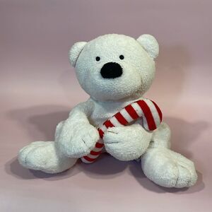 Original Ty Pluffies Candy Cane Polar Bear Christmas Plush Good Used Condition